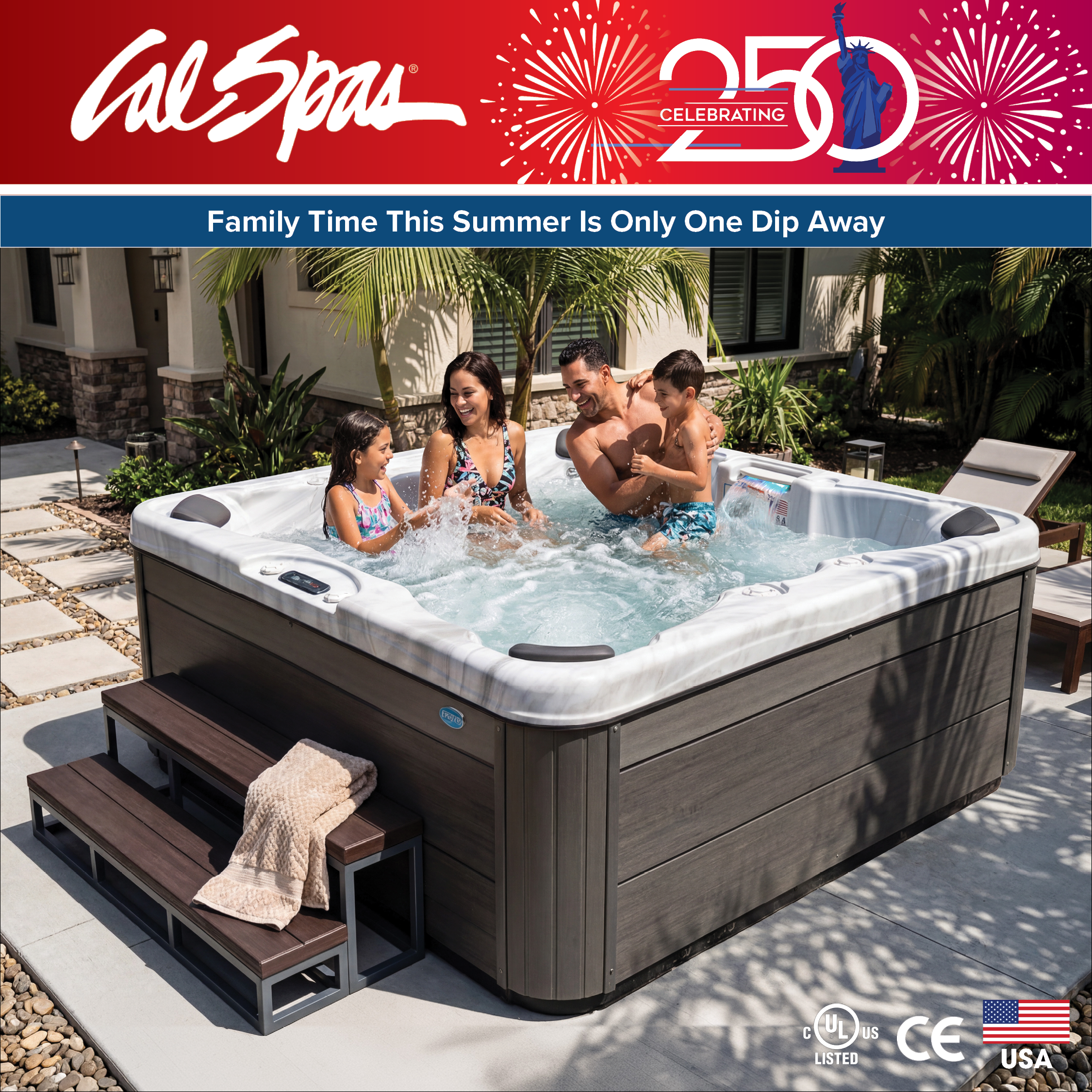 Calspas hot tub being used in a family setting - Lakewood